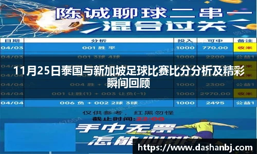 11月25日泰国与新加坡足球比赛比分分析及精彩瞬间回顾